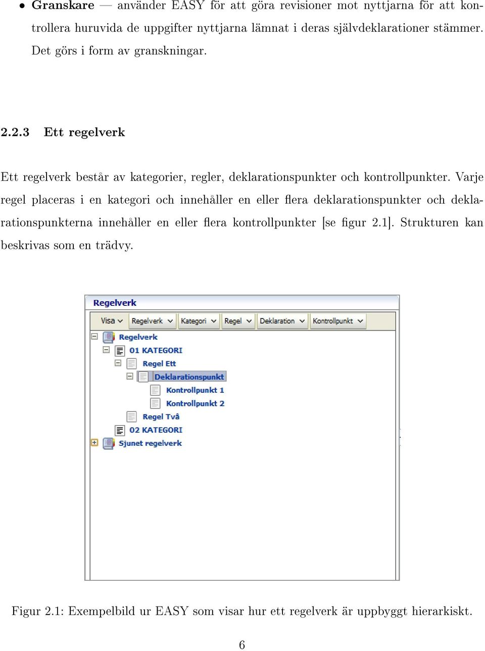 2.3 Ett regelverk Ett regelverk består av kategorier, regler, deklarationspunkter och kontrollpunkter.