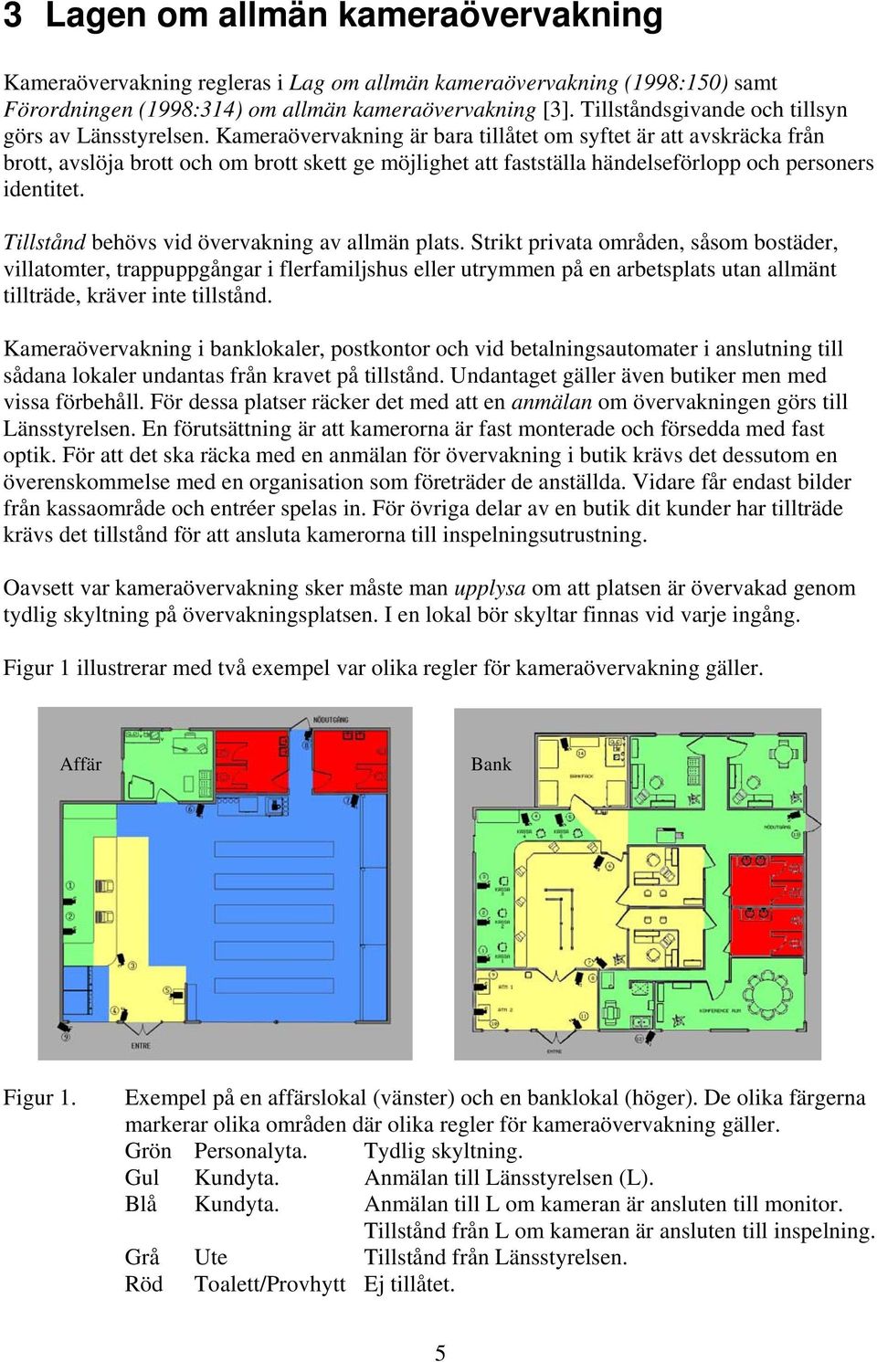 Kameraövervakning är bara tillåtet om syftet är att avskräcka från brott, avslöja brott och om brott skett ge möjlighet att fastställa händelseförlopp och personers identitet.