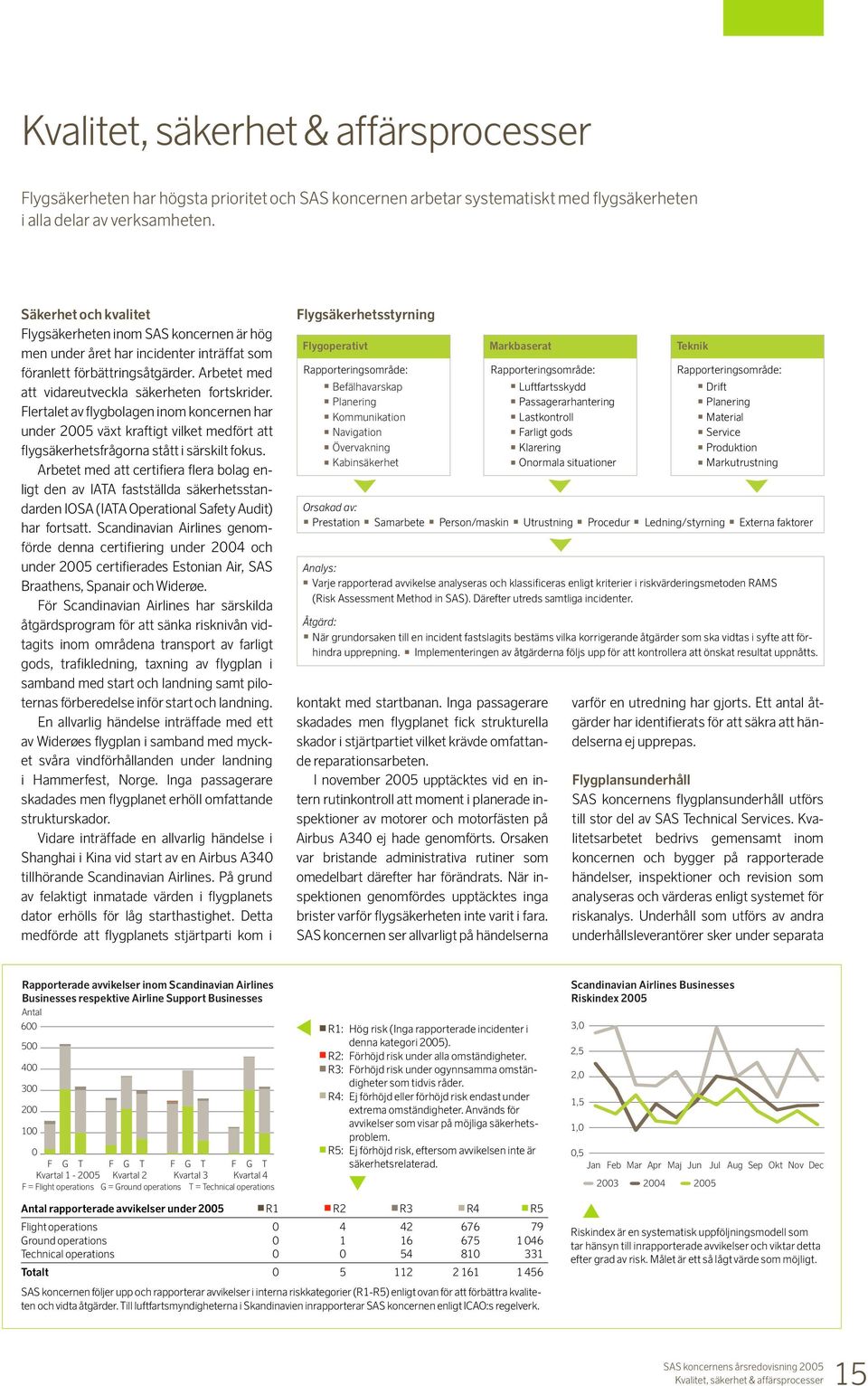 Flertalet av flygbolagen inom koncernen har under 2005 växt kraftigt vilket medfört att flygsäkerhetsfrågorna stått i särskilt fokus.