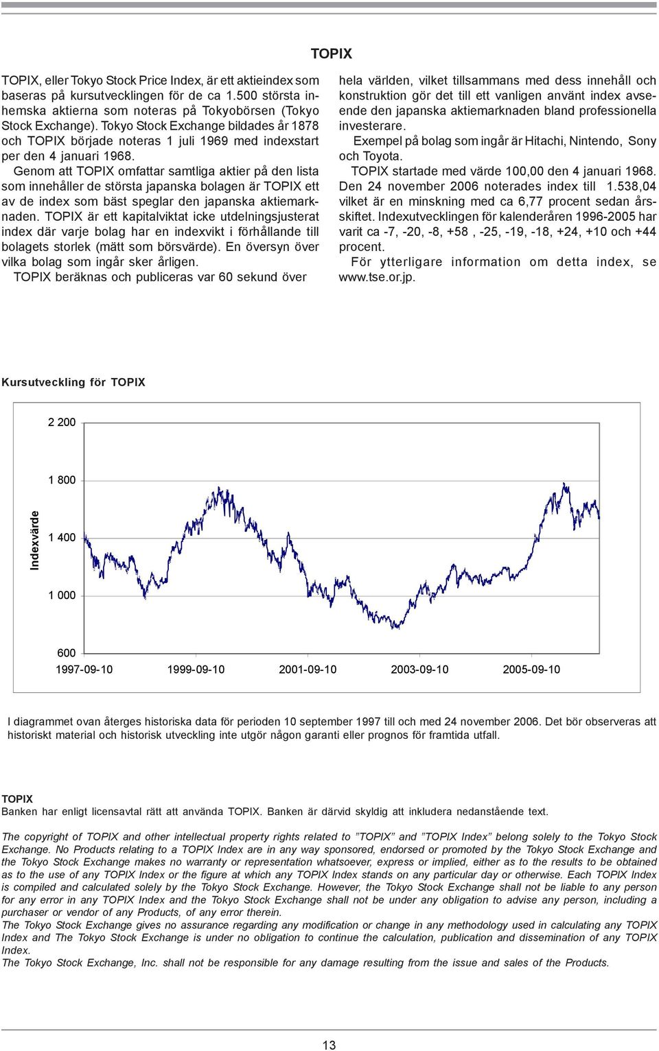 Genom att TOPIX omfattar samtliga aktier på den lista som innehåller de största japanska bolagen är TOPIX ett av de index som bäst speglar den japanska aktiemarknaden.