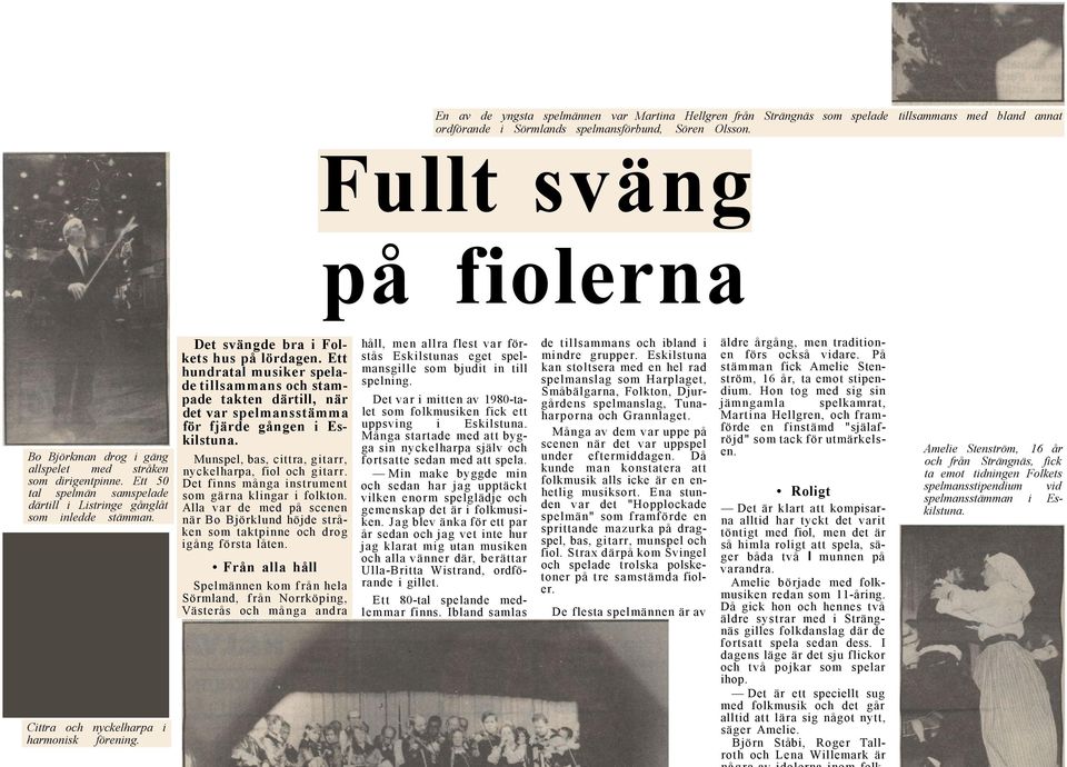 Cittra och nyckelharpa i harmonisk förening. Det svängde bra i Folkets hus på lördagen.