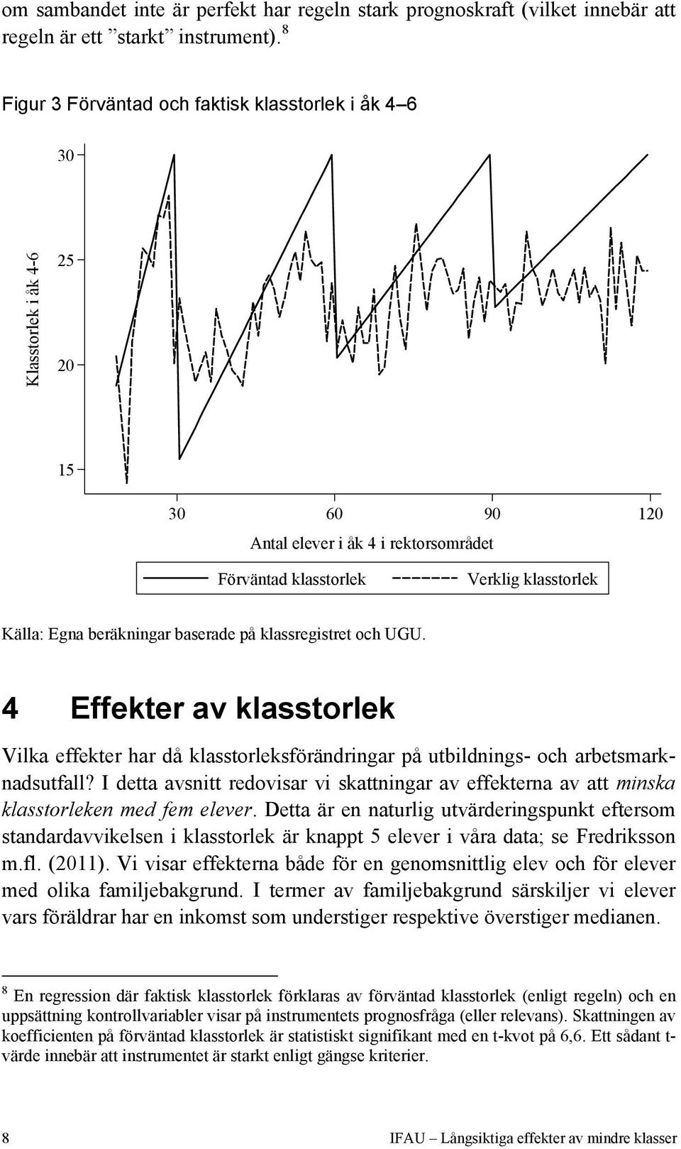 beräkningar baserade på klassregistret och UGU. 4 Effekter av klasstorlek Vilka effekter har då klasstorleksförändringar på utbildnings- och arbetsmarknadsutfall?