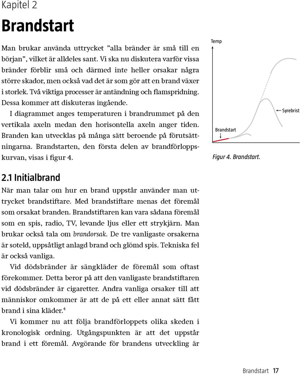 Två viktiga processer är antändning och flamspridning. Dessa kommer att diskuteras ingående.