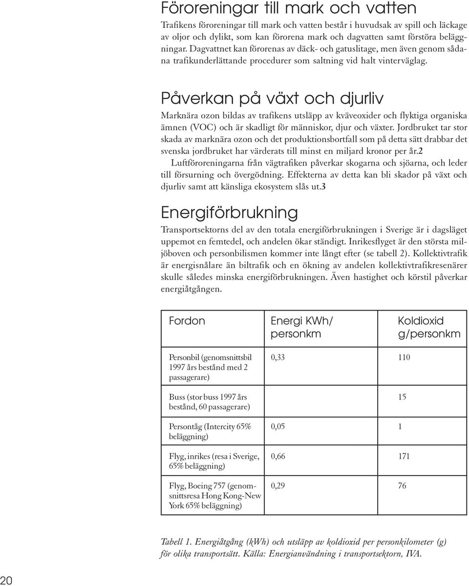 Påverkan på växt och djurliv Marknära ozon bildas av trafikens utsläpp av kväveoxider och flyktiga organiska ämnen (VOC) och är skadligt för människor, djur och växter.