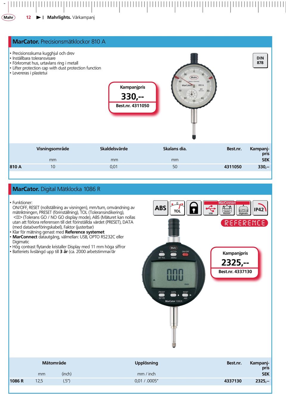 plastetui DIN 878 330,-- Best.nr. 4311050 Visningsområde Skaldelsvärde Skalans dia. Best.nr. mm mm mm SEK 810 A 10 0,01 50 4311050 330,-- MarCator.