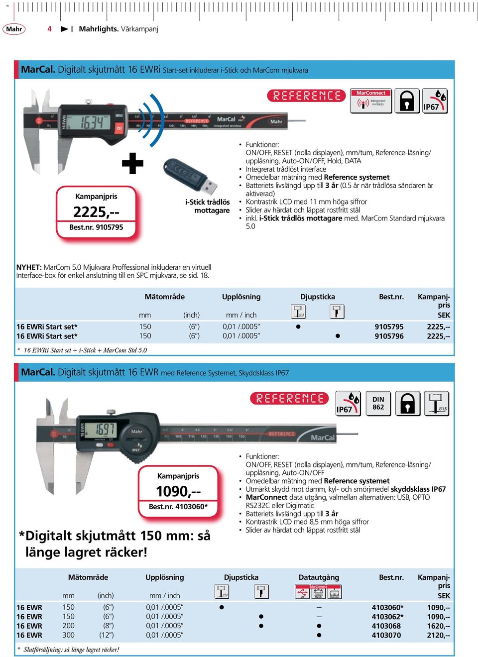 Reference systemet Batteriets livslängd upp till 3 år (0.5 år när trådlösa sändaren är aktiverad) Kontrastrik LCD med 11 mm höga siffror Slider av härdat och läppat rostfritt stål inkl.