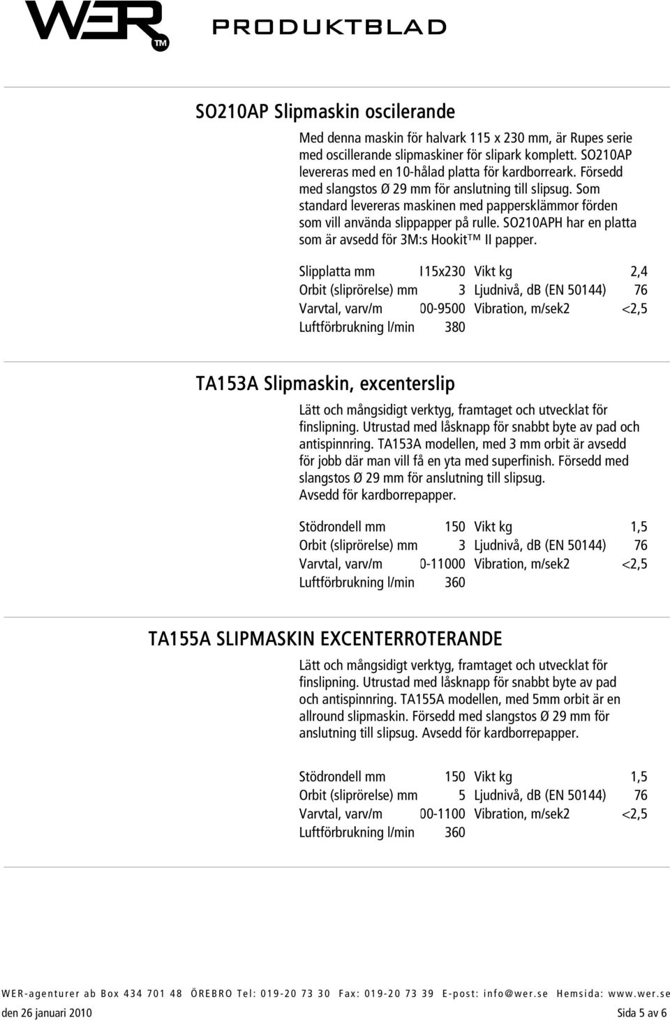 SO210APH har en platta som är avsedd för 3M:s Hookit II papper.