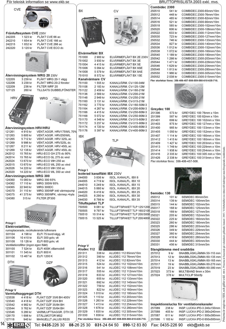 Återvinningssystem WRG 20 230V 122205 3 239 kr FLÄKT WRG 20-1 vägg 122206 3 239 kr FLÄKT WRG 20-2 fönster 122209 236 kr FILTER WRF 20 127125 260 kr TILLSATS DUBBELFÖNSTER HRV WRG Återvinningsystem