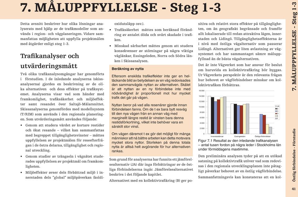 I de iledade aalysera (skissaalysera) gjordes e beskrivig av de olika alterative och dess effekter på trafiksystemet.