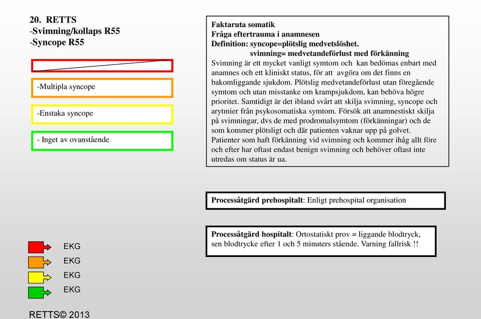 Plötslig medvetandeförlust utan föregående symtom och utan misstanke om krampsjukdom, kan behöva högre prioritet.