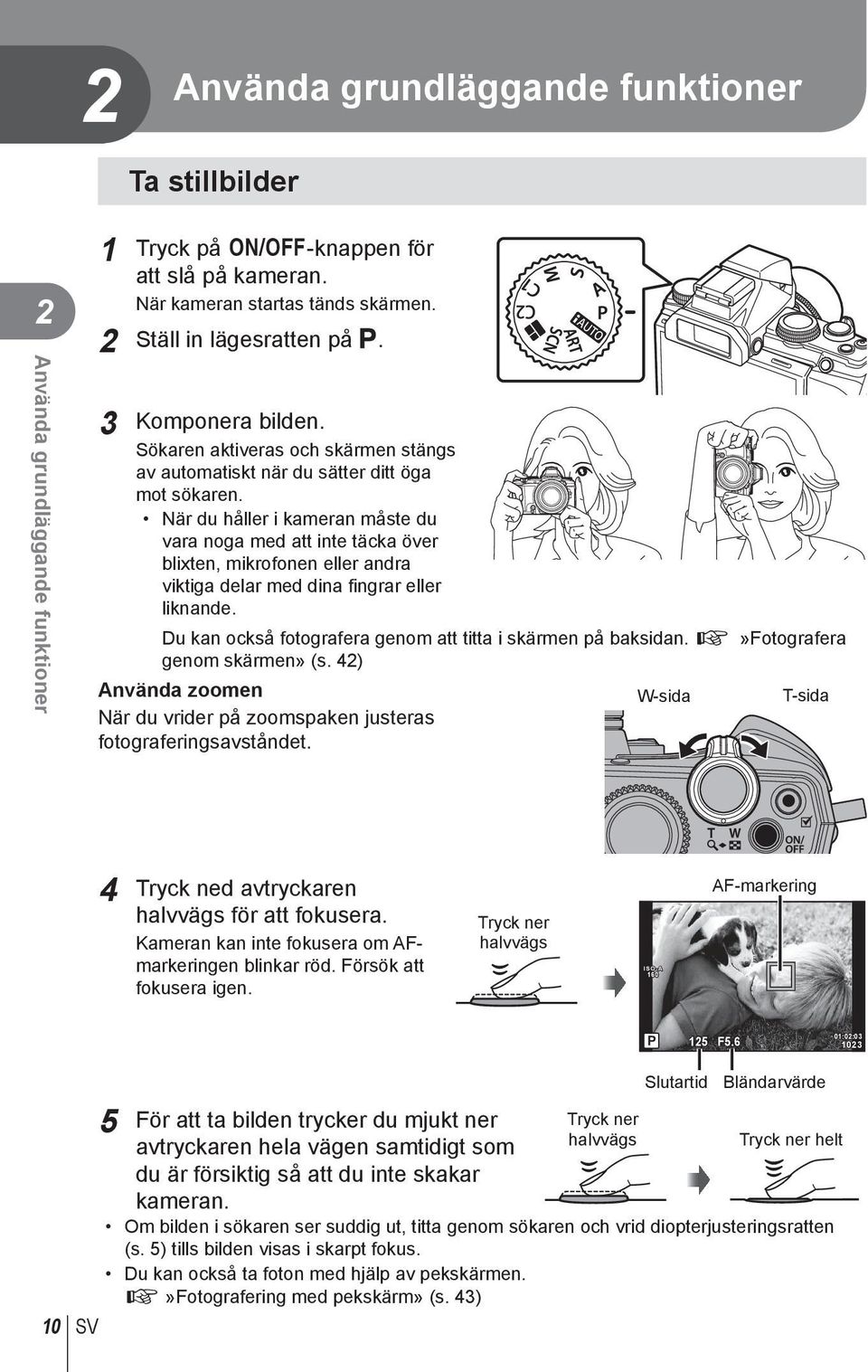 När du håller i kameran måste du vara noga med att inte täcka över blixten, mikrofonen eller andra viktiga delar med dina fingrar eller liknande.