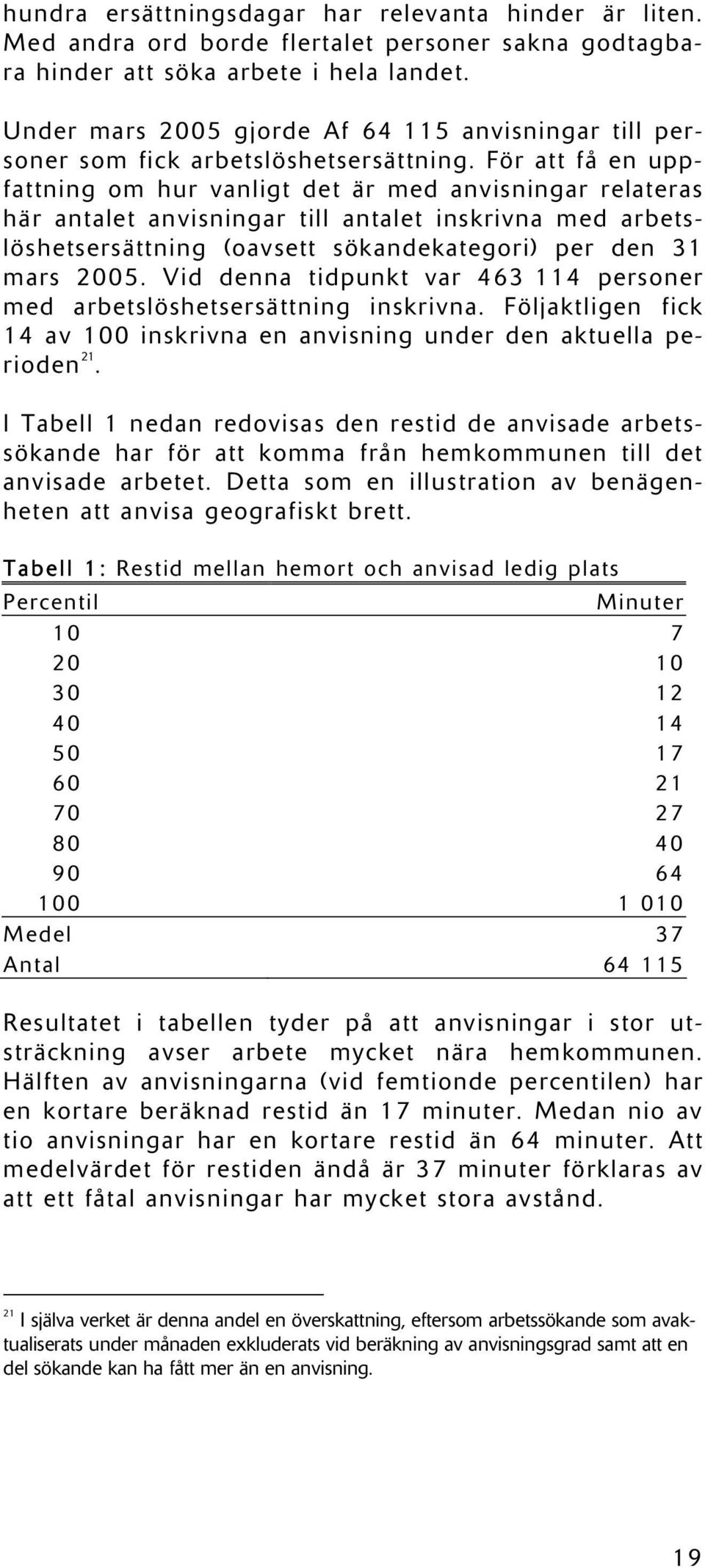 För att få en uppfattning om hur vanligt det är med anvisningar relateras här antalet anvisningar till antalet inskrivna med arbetslöshetsersättning (oavsett sökandekategori) per den 31 mars 2005.