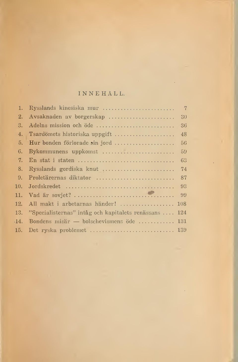 Rysslands gordiska knut 74 9. Proletärernas diktator 87 10. Jordskredet 93 11. Vad är sovjet? ^. 99 12.