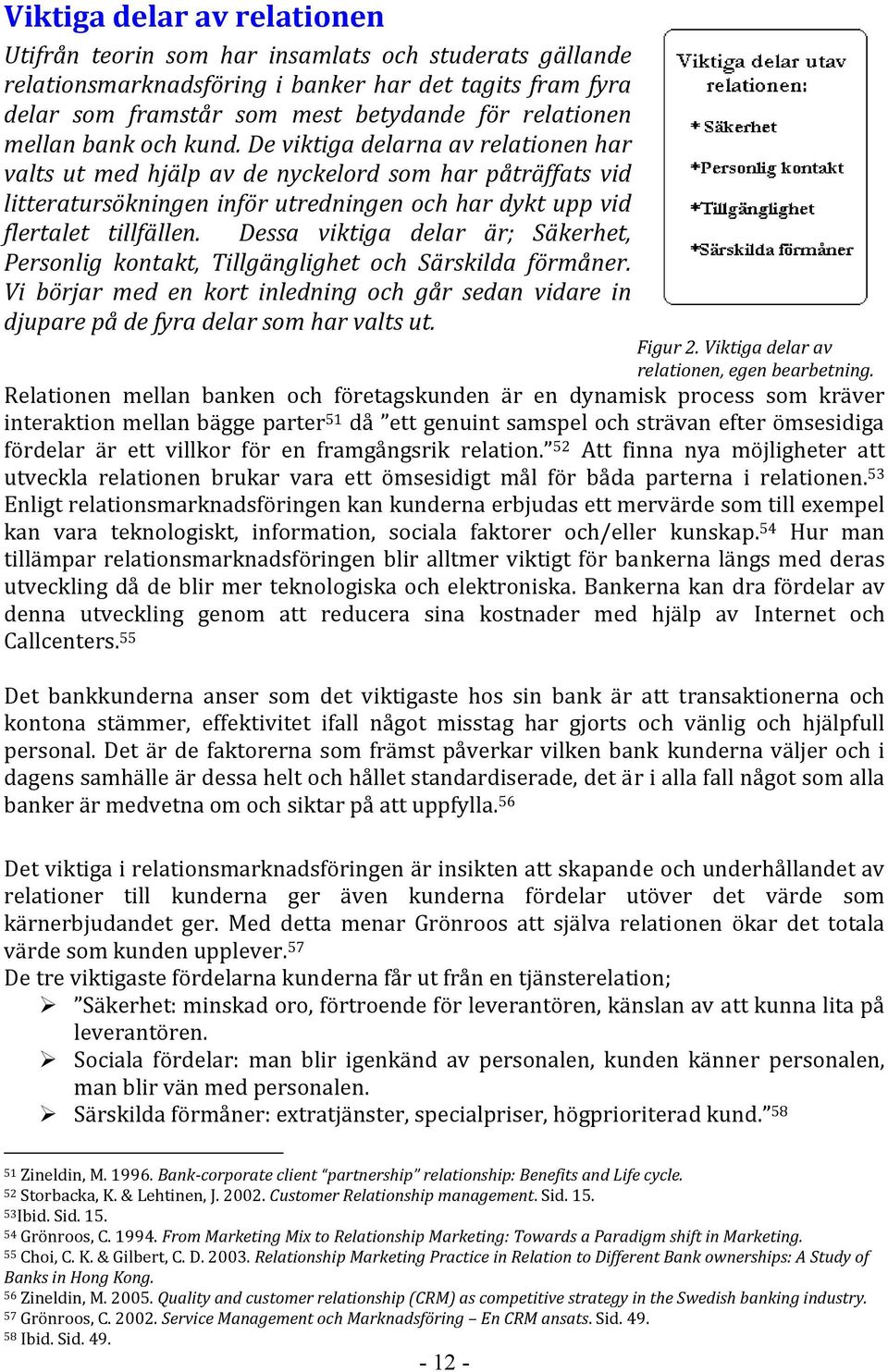 Dessa viktiga delar är; Säkerhet, Personlig kontakt, Tillgänglighet och Särskilda förmåner. Vi börjar med en kort inledning och går sedan vidare in djupare på de fyra delar som har valts ut. Figur 2.