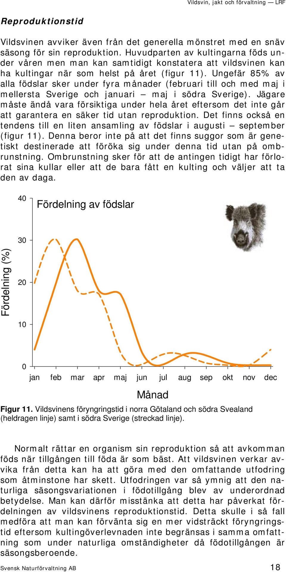 Ungefär 85% av alla födslar sker under fyra månader (februari till och med maj i mellersta Sverige och januari maj i södra Sverige).