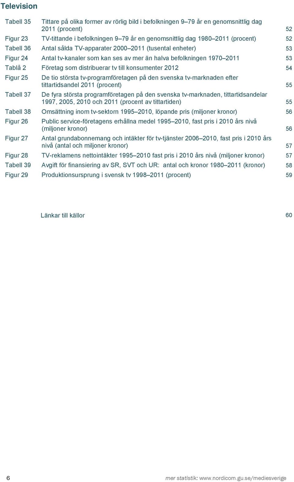 till konsumenter 2012 54 Figur 25 Tabell 37 De tio största tv-programföretagen på den svenska tv-marknaden efter tittartidsandel 2011 (procent) 55 De fyra största programföretagen på den svenska