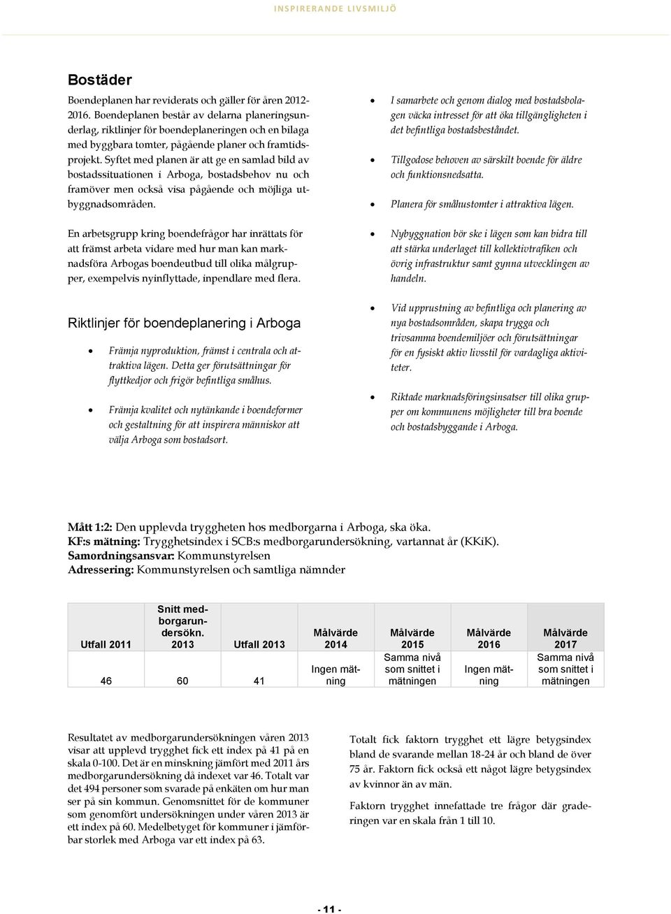 Syftet med planen är att ge en samlad bild av bostadssituationen i Arboga, bostadsbehov nu och framöver men också visa pågående och möjliga utbyggnadsområden.