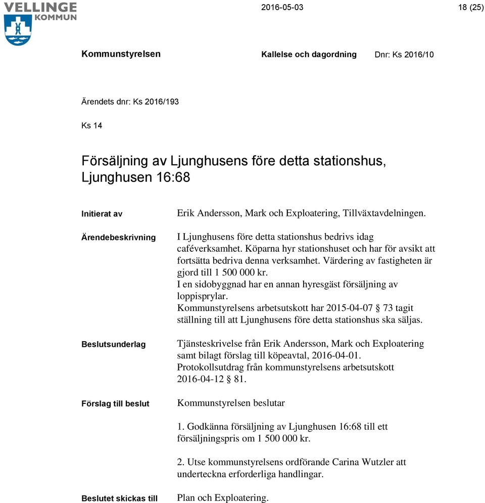 Värdering av fastigheten är gjord till 1 500 000 kr. I en sidobyggnad har en annan hyresgäst försäljning av loppisprylar.