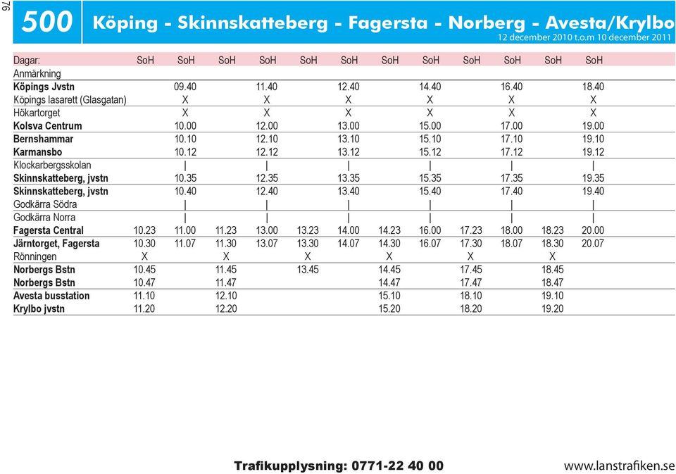 35 19.35 Skinnskatteberg, jvstn 10.40 12.40 13.40 15.40 17.40 19.40 Godkärra Södra Godkärra Norra Fagersta Central 10.23 11.00 11.23 13.00 13.23 14.00 14.23 16.00 17.23 18.00 18.23 20.