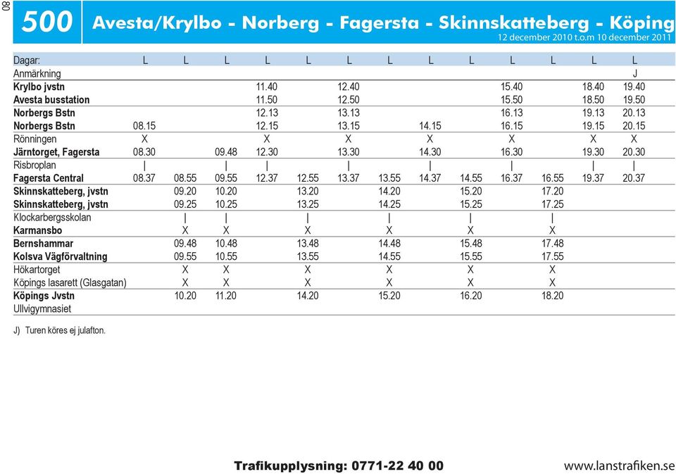 30 Risbroplan Fagersta Central 08.37 08.55 09.55 12.37 12.55 13.37 13.55 14.37 14.55 16.37 16.55 19.37 20.37 Skinnskatteberg, jvstn 09.20 10.20 13.20 14.20 15.20 17.20 Skinnskatteberg, jvstn 09.25 10.