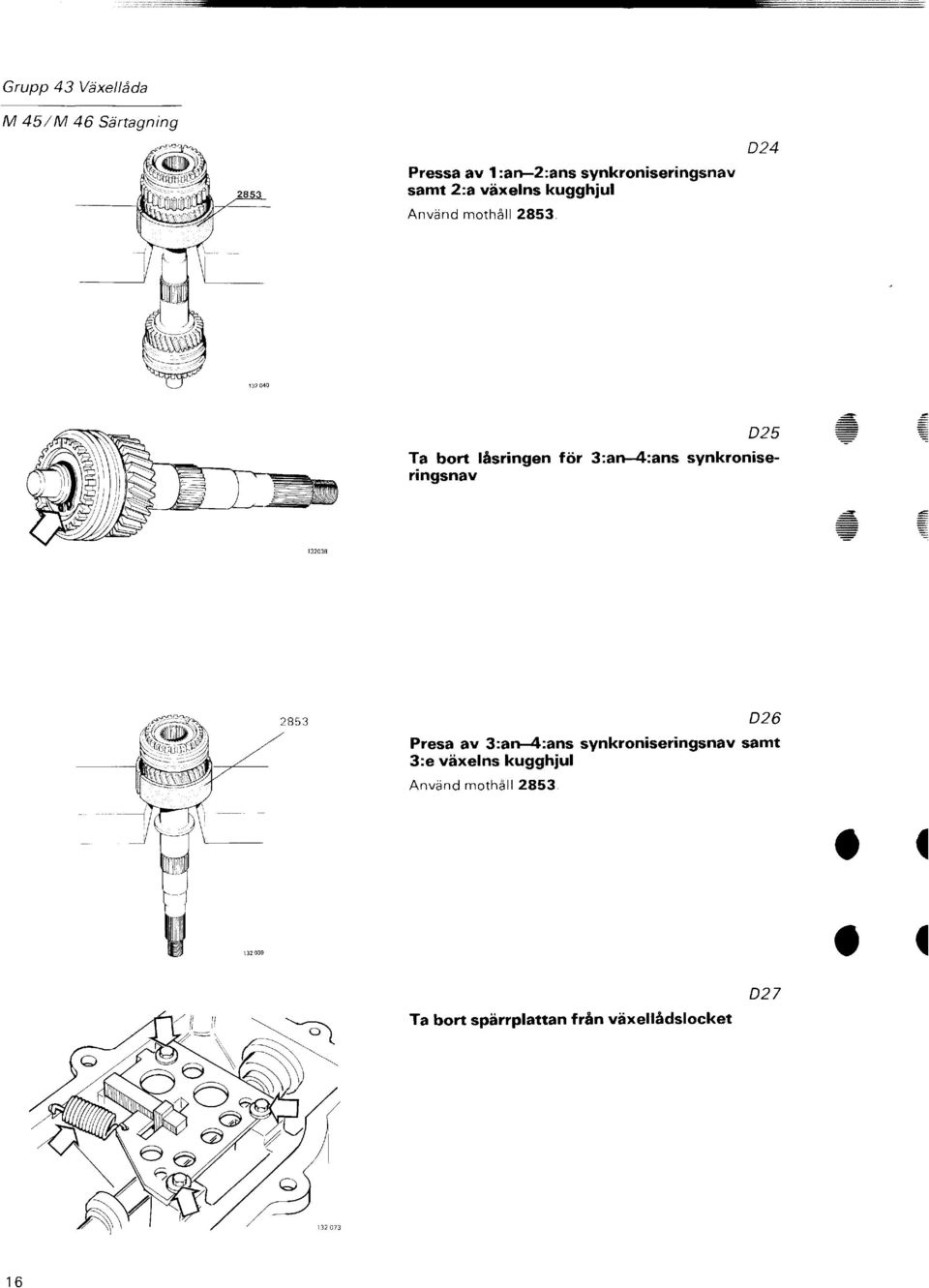 024 025 Ta bort låsringen för 3:an-4:ans synkroniseringsnav 132038 2853 026