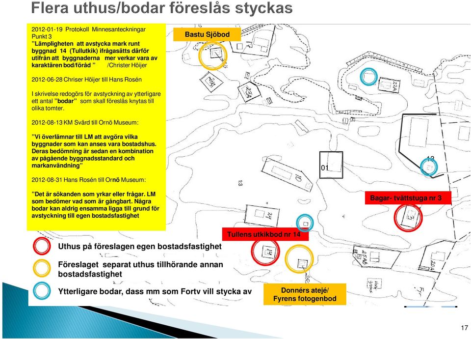 2012-08-13 KM Svärd till Ornö Museum: Vi överlämnar till LM att avgöra vilka byggnader som kan anses vara bostadshus.