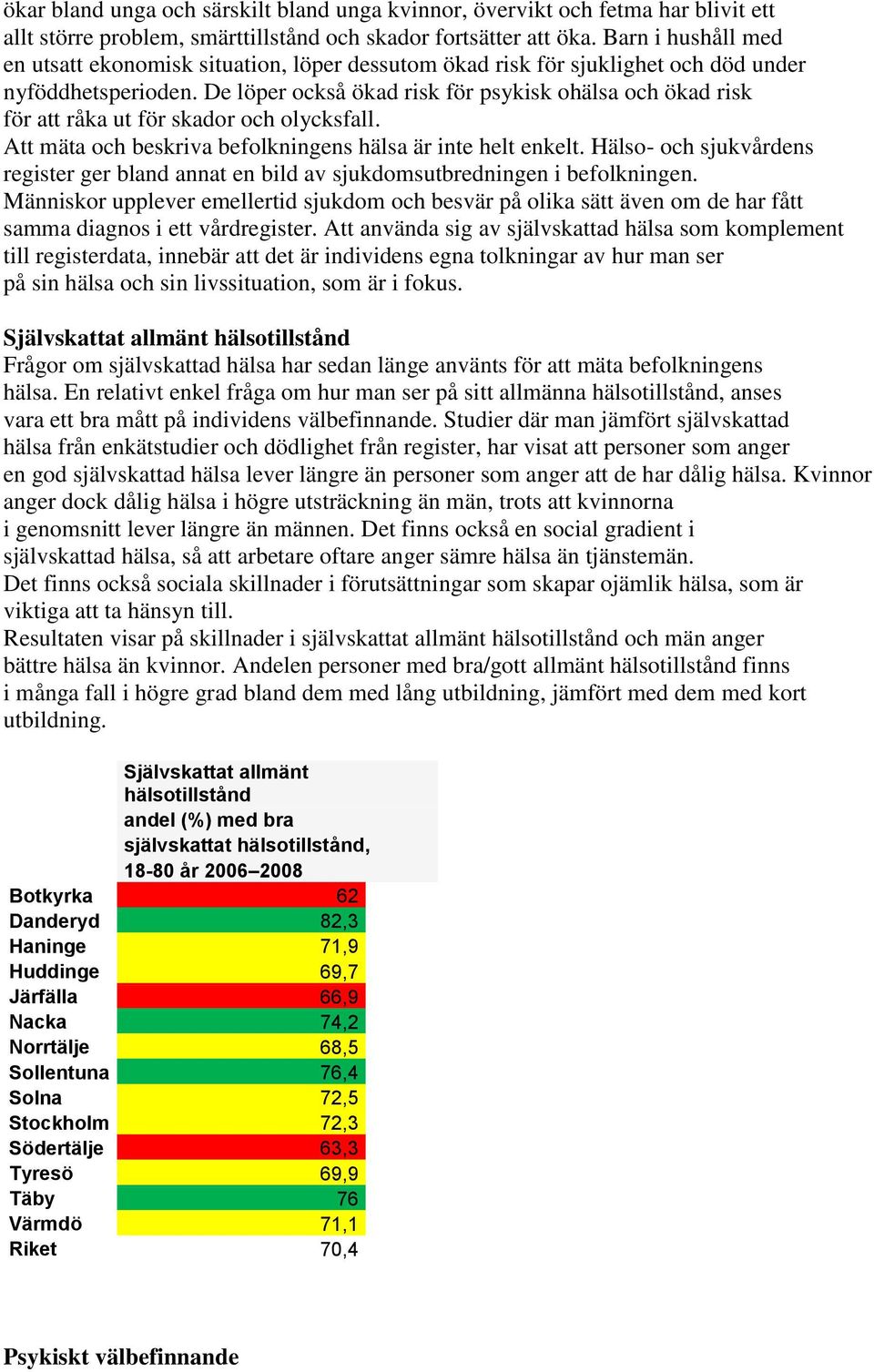 De löper också ökad risk för psykisk ohälsa och ökad risk för att råka ut för skador och olycksfall. Att mäta och beskriva befolkningens hälsa är inte helt enkelt.