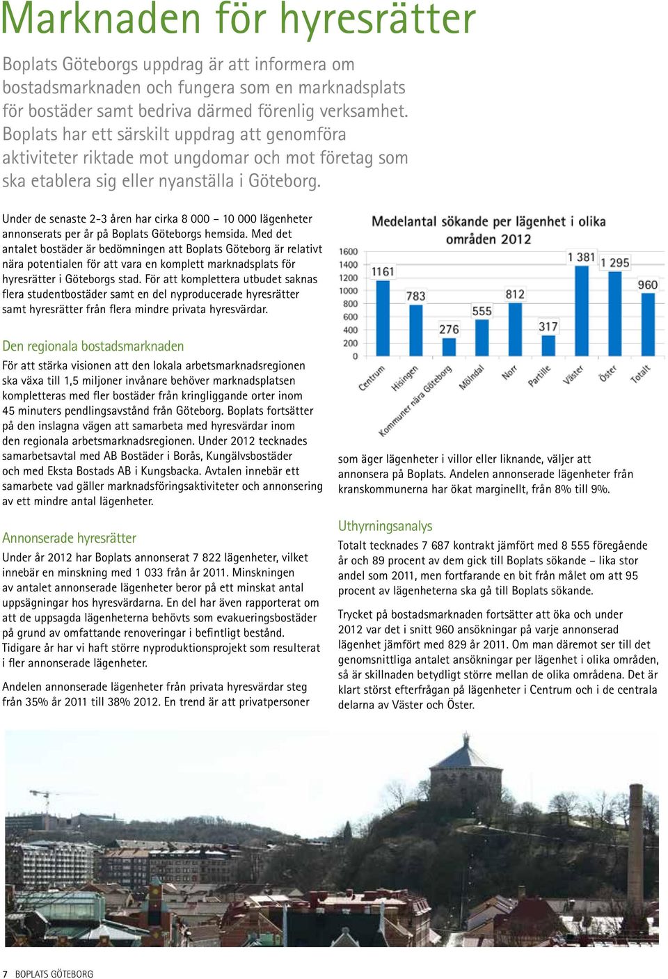 Under de senaste 2-3 åren har cirka 8 000 10 000 lägenheter annonserats per år på Boplats Göteborgs hemsida.