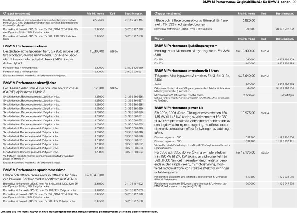 Endast i kombination med de nedan beskrivna bromsskivorna för bakaxeln. Bromsskiva för bakaxeln (345x24 mm). För 316d, 318d, 3d, 3d EfficientDynamics Edition, 3i. 2 stycken krävs.