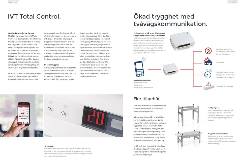 När du lämnar ditt hus kan du till exempel välja underhållsvärme 10 C, för att sedan höja värmen igen lagom tills du kommer kan reglera värmen, får du också tillgång till viktig information om värme