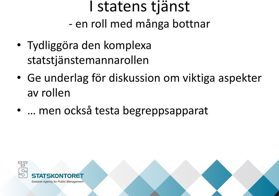 statstjänstemannarollen Ge underlag för