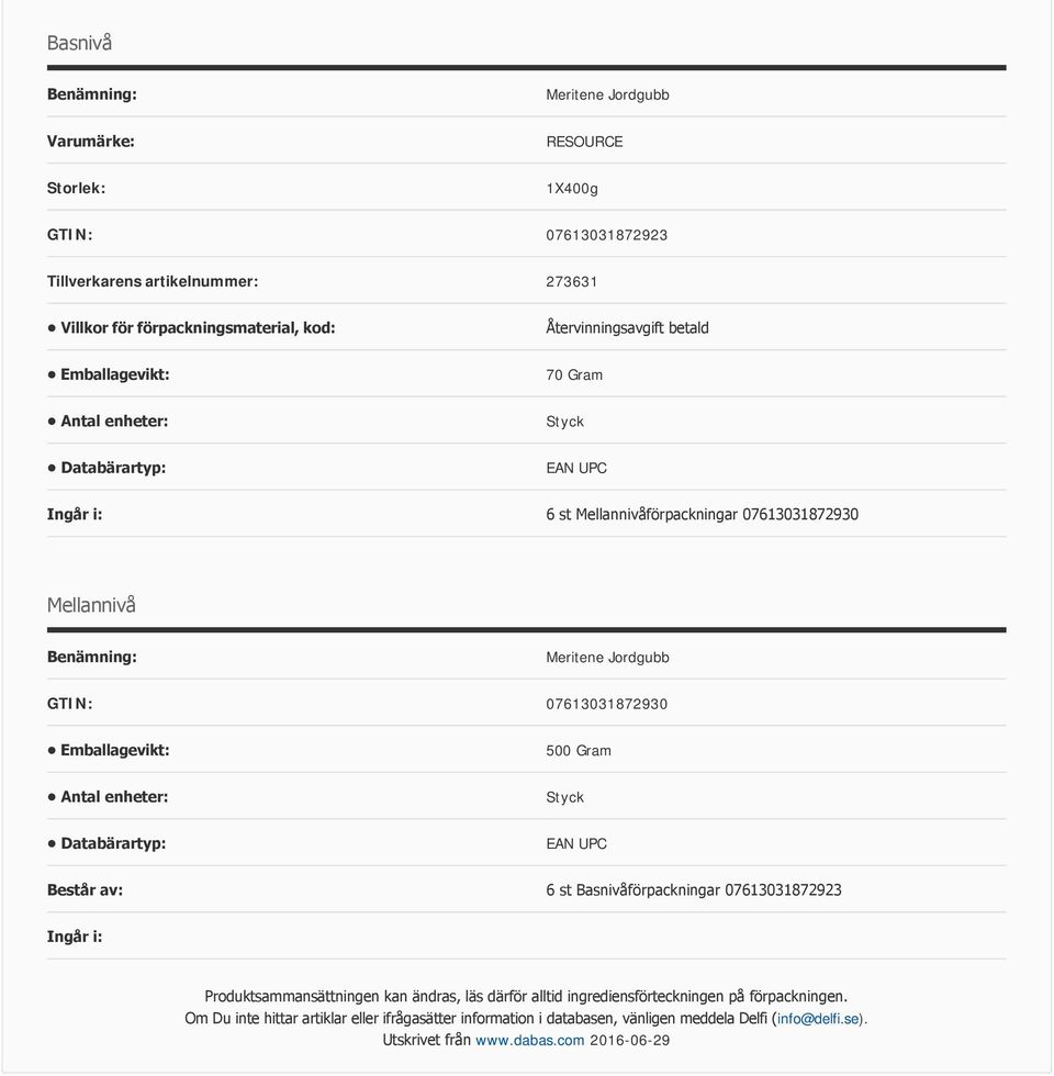 500 Gram Antal enheter: Styck Databärartyp: EAN UPC Består av: 6 st Basnivåförpackningar 07613031872923 Ingår i: Produktsammansättningen kan ändras, läs därför alltid