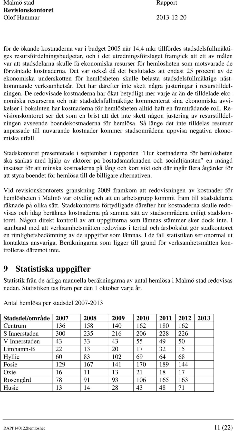 Det var också då det beslutades att endast 25 procent av de ekonomiska underskotten för hemlösheten skulle belasta stadsdelsfullmäktige nästkommande verksamhetsår.