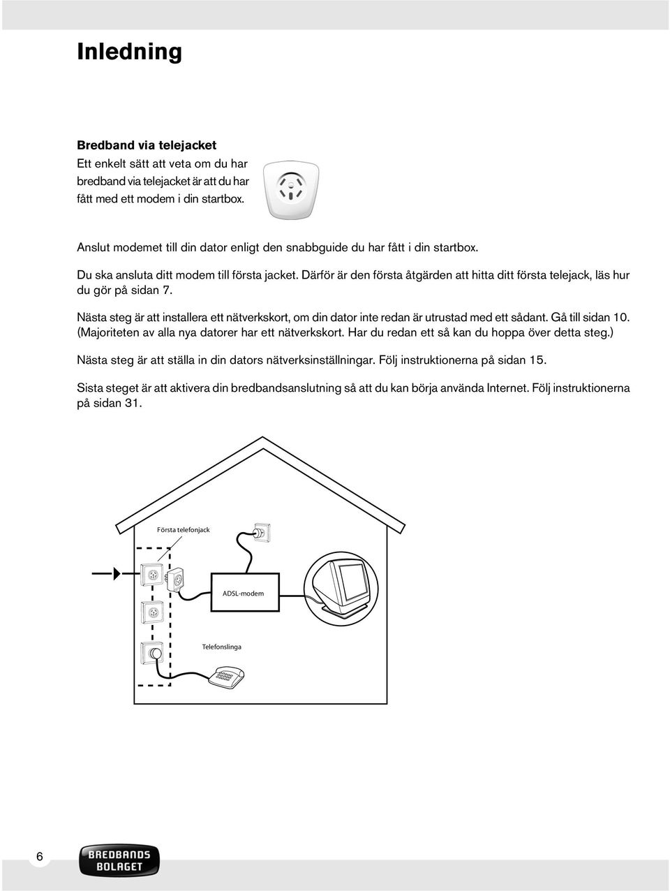 Därför är den första åtgärden att hitta ditt första telejack, läs hur du gör på sidan 7. Nästa steg är att installera ett nätverkskort, om din dator inte redan är utrustad med ett sådant.