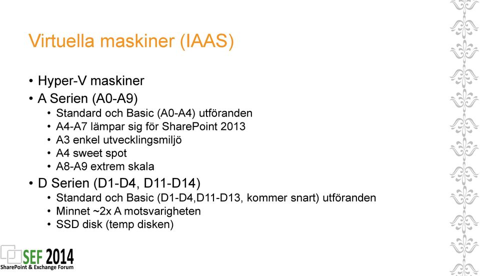 A4 sweet spot A8-A9 extrem skala D Serien (D1-D4, D11-D14) Standard och Basic