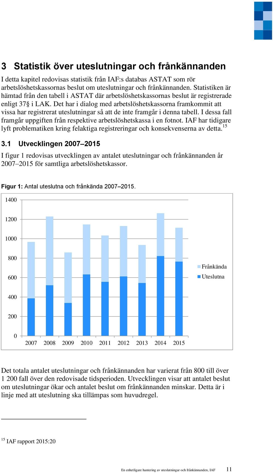 Det har i dialog med arbetslöshetskassorna framkommit att vissa har registrerat uteslutningar så att de inte framgår i denna tabell.