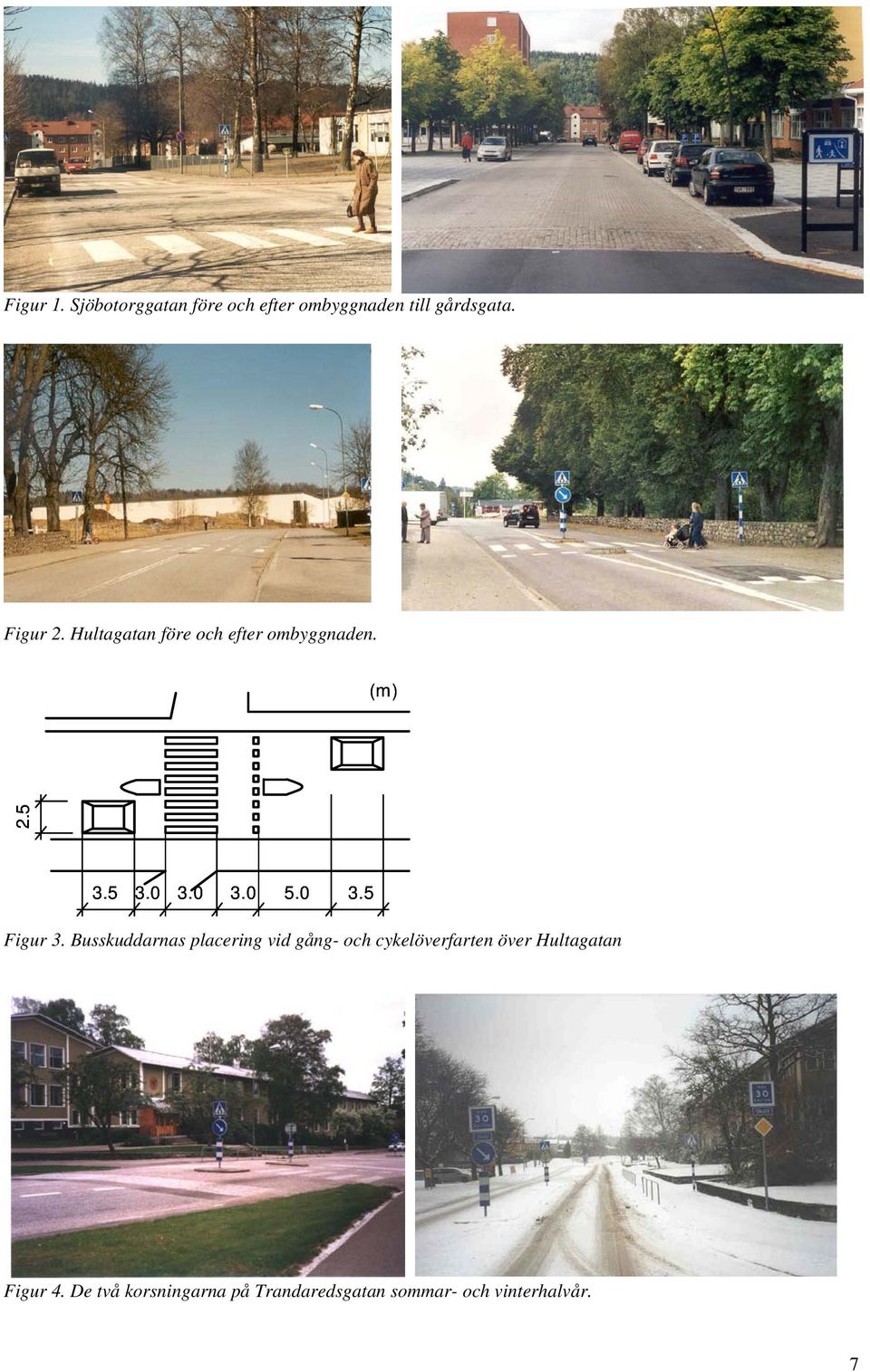 Busskuddarnas placering vid gång- och cykelöverfarten över Hultagatan Figur