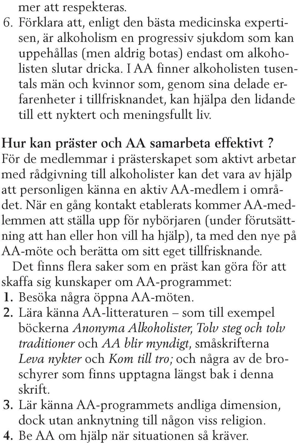 Hur kan präster och AA samarbeta effektivt?