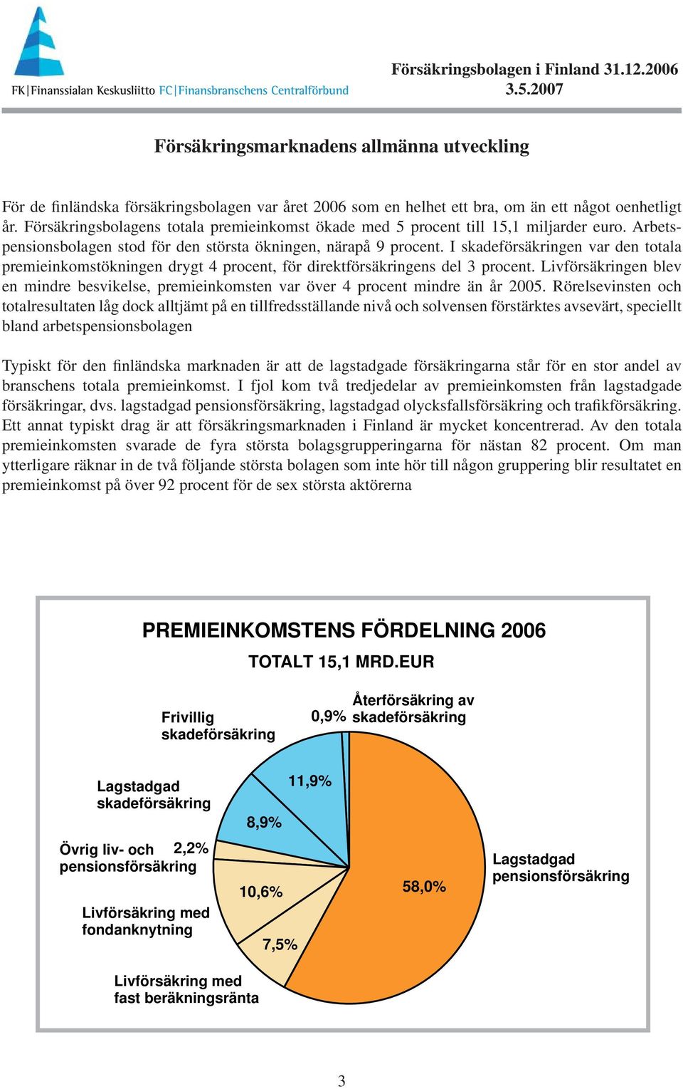 I skadeförsäkringen var den totala premieinkomstökningen drygt 4 procent, för direktförsäkringens del 3 procent.