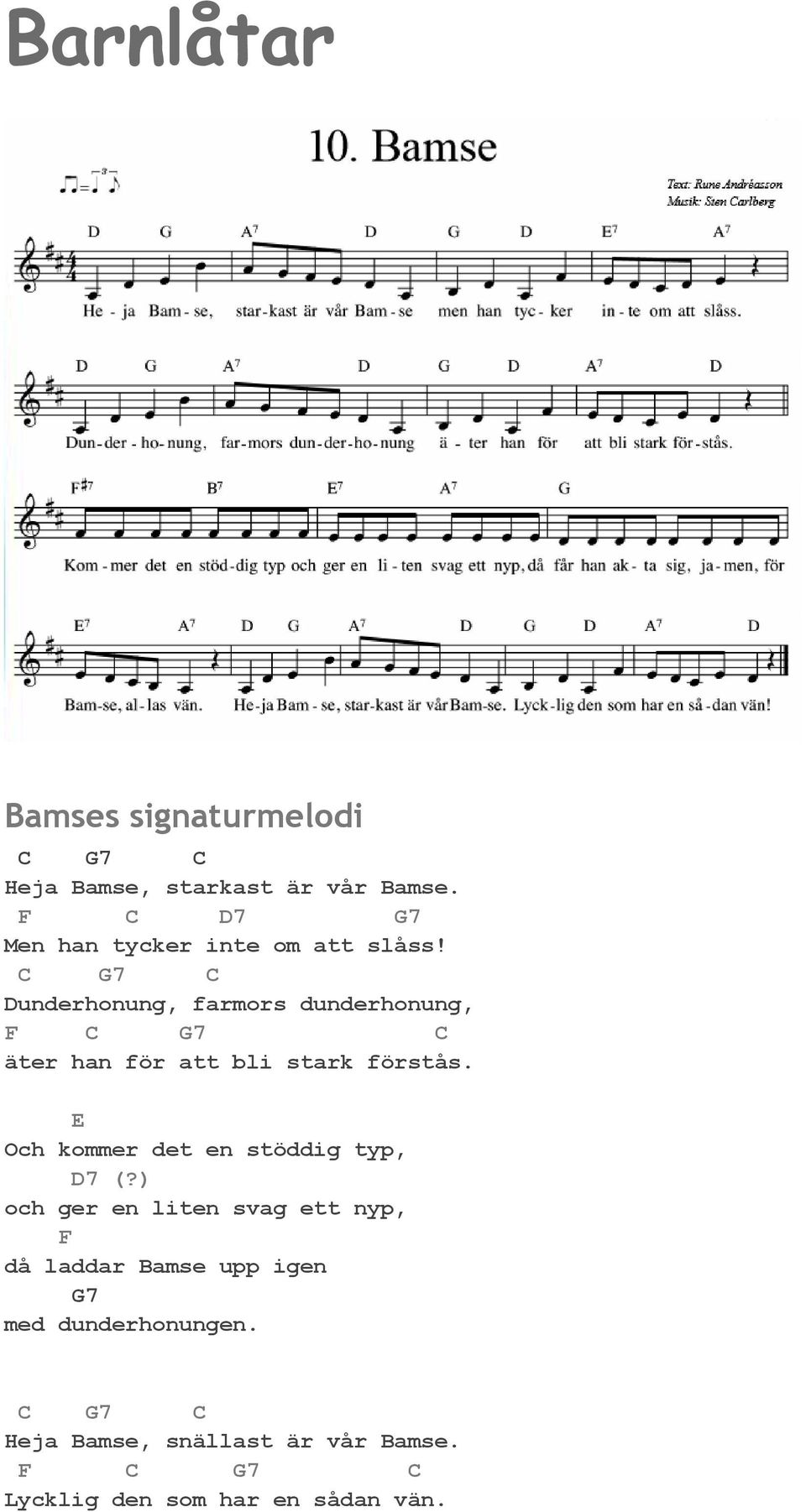 C 7 C underhonung, farmors dunderhonung, F C 7 C äter han för att bli stark förstås.