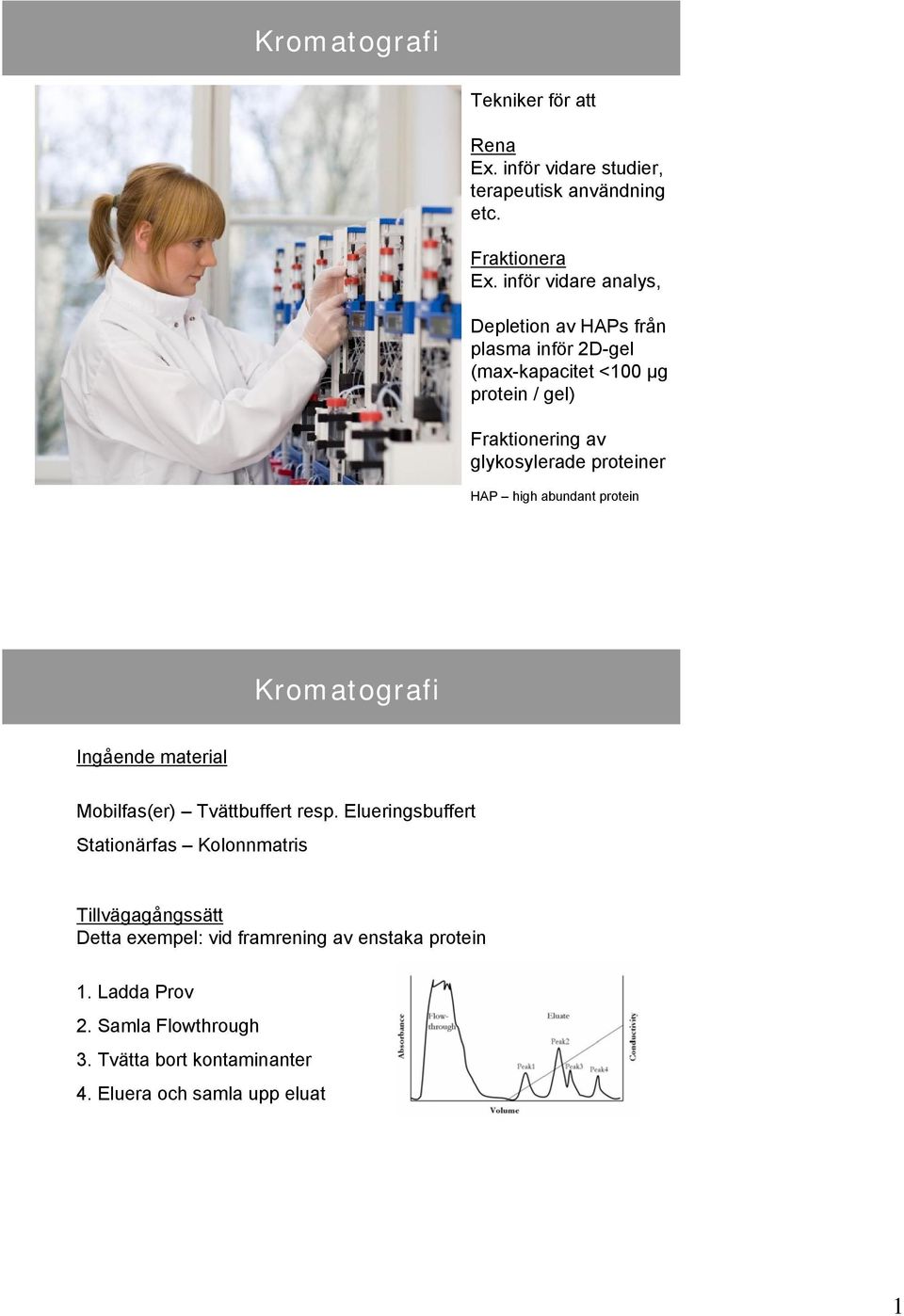 proteiner HAP high abundant protein Kromatografi Ingående material Mobilfas(er) Tvättbuffert resp.