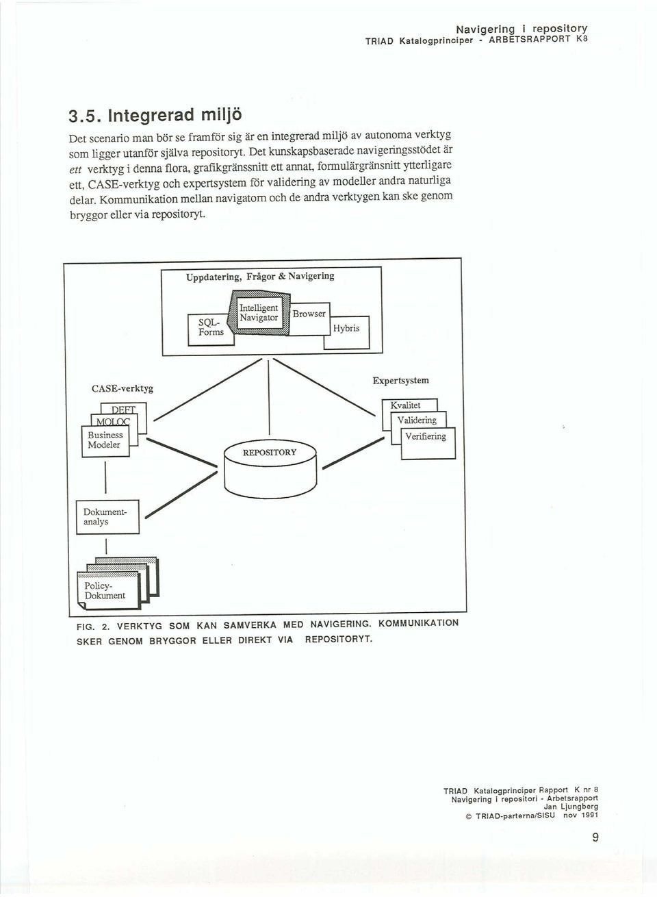 naturliga delar. Kommunikation mellan navigatom och de andra verktygen kan ske genom bryggor eller via repositoryt. Uppdatering, Frågor & Navigering =«-:=.