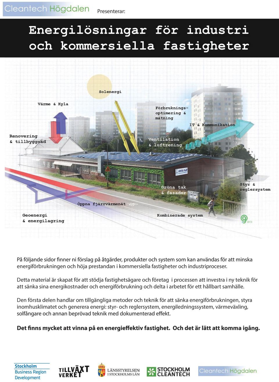 Detta material är skapat för att stödja fastighetsägare och företag i processen att investra i ny teknik för att sänka sina energikostnader och energiförbrukning och delta i arbetet