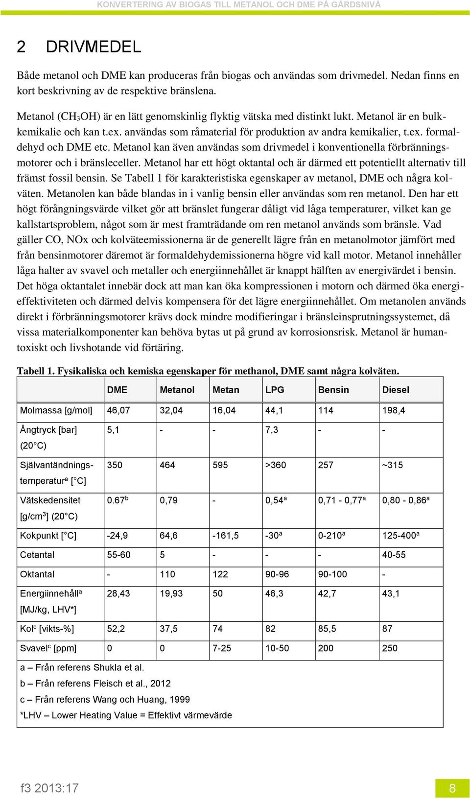 Metanol kan även användas som drivmedel i konventionella förbränningsmotorer och i bränsleceller. Metanol har ett högt oktantal och är därmed ett potentiellt alternativ till främst fossil bensin.