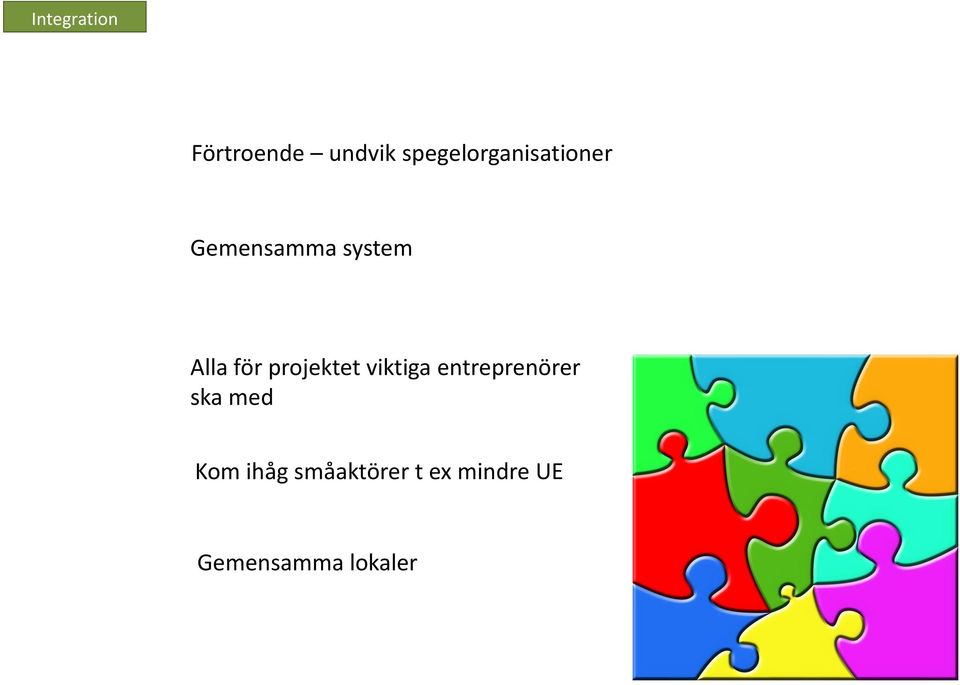 Alla för projektet viktiga entreprenörer