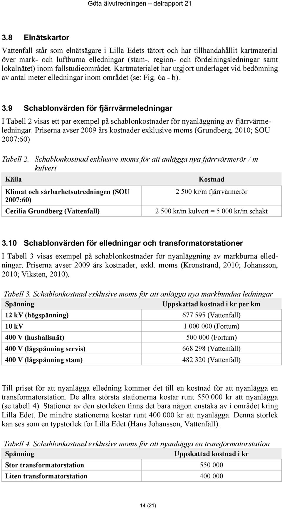 9 Schablonvärden för fjärrvärmeledningar I Tabell 2 visas ett par exempel på schablonkostnader för nyanläggning av fjärrvärmeledningar.