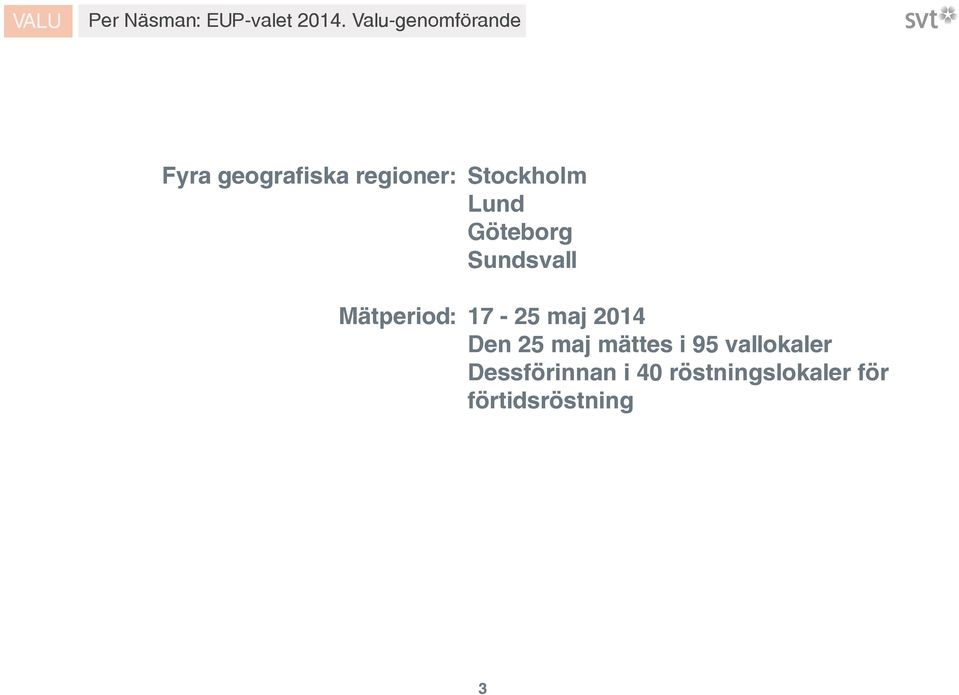 Mätperiod: Stockholm Lund Göteborg Sundsvall -