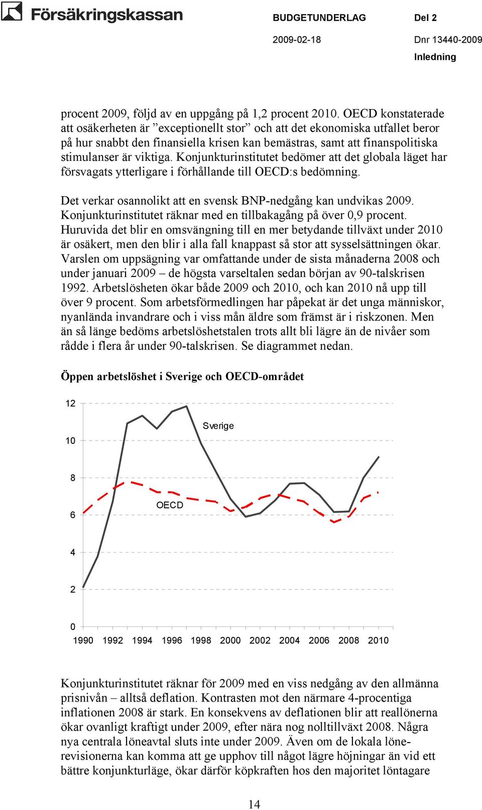 Konjunkturinstitutet bedömer att det globala läget har försvagats ytterligare i förhållande till OECD:s bedömning. Det verkar osannolikt att en svensk BNP-nedgång kan undvikas 2009.