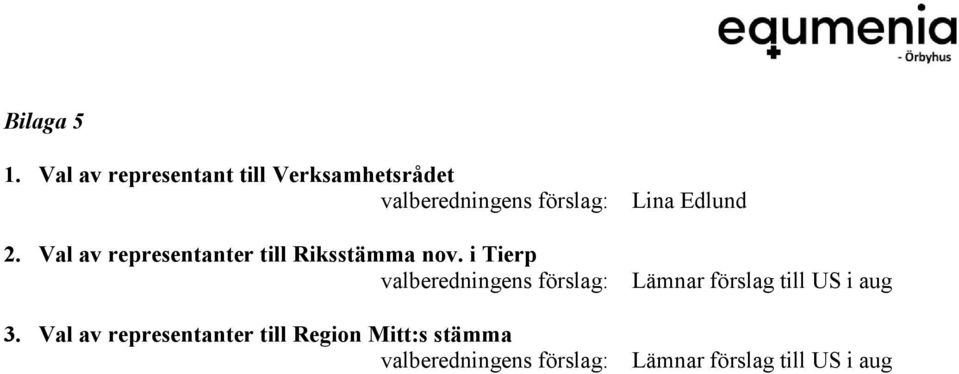 Val av representanter till Region Mitt:s stämma Lina