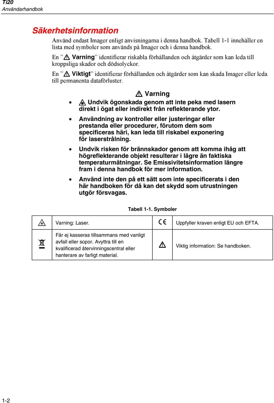 En W Viktigt identifierar förhållanden och åtgärder som kan skada Imager eller leda till permanenta dataförluster.